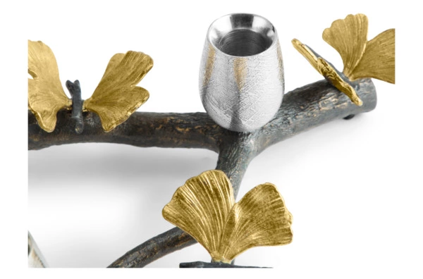 Подсвечник на 3 свечи Michael Aram Бабочки гинкго 52 см, сталь