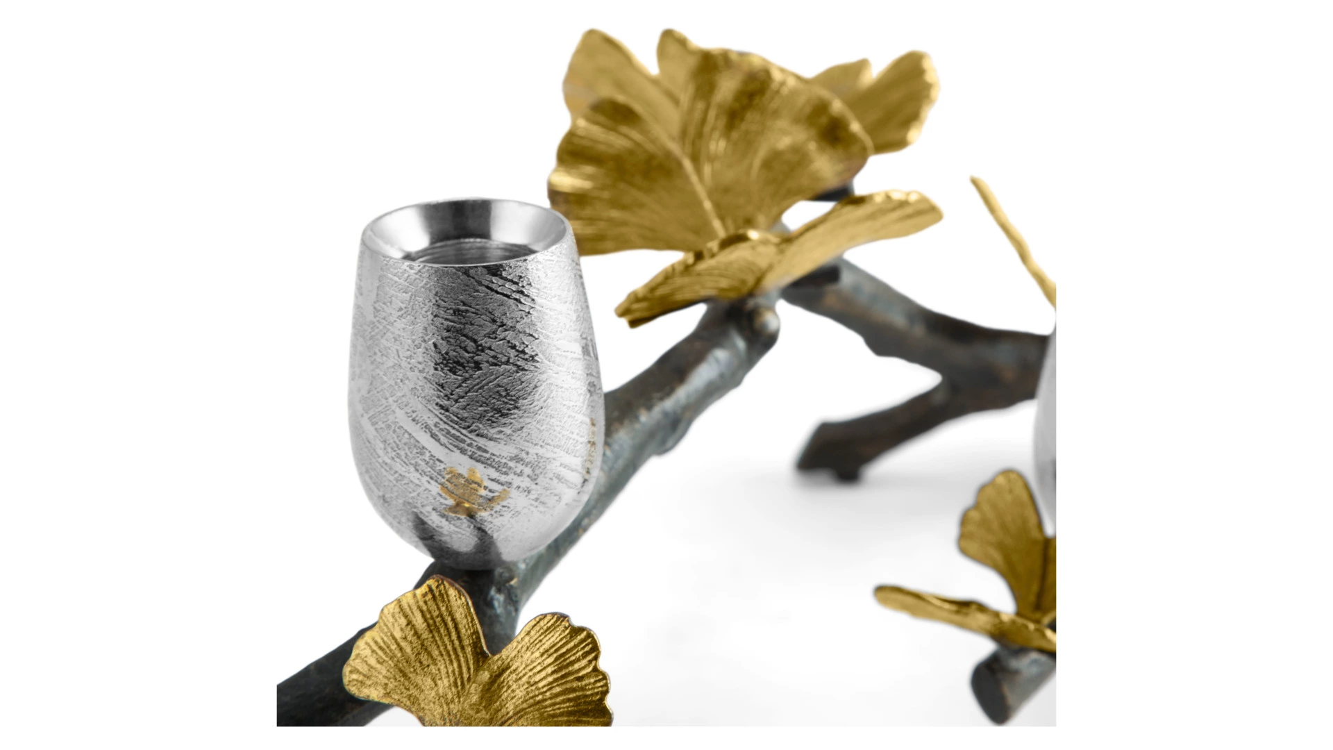 Подсвечник на 3 свечи Michael Aram Бабочки гинкго 52 см, сталь