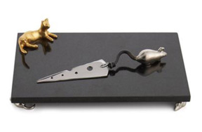 Доска для сыра с ножом Michael Aram Кот и мышь.Юбилейная коллекция,25 лет 31х20см