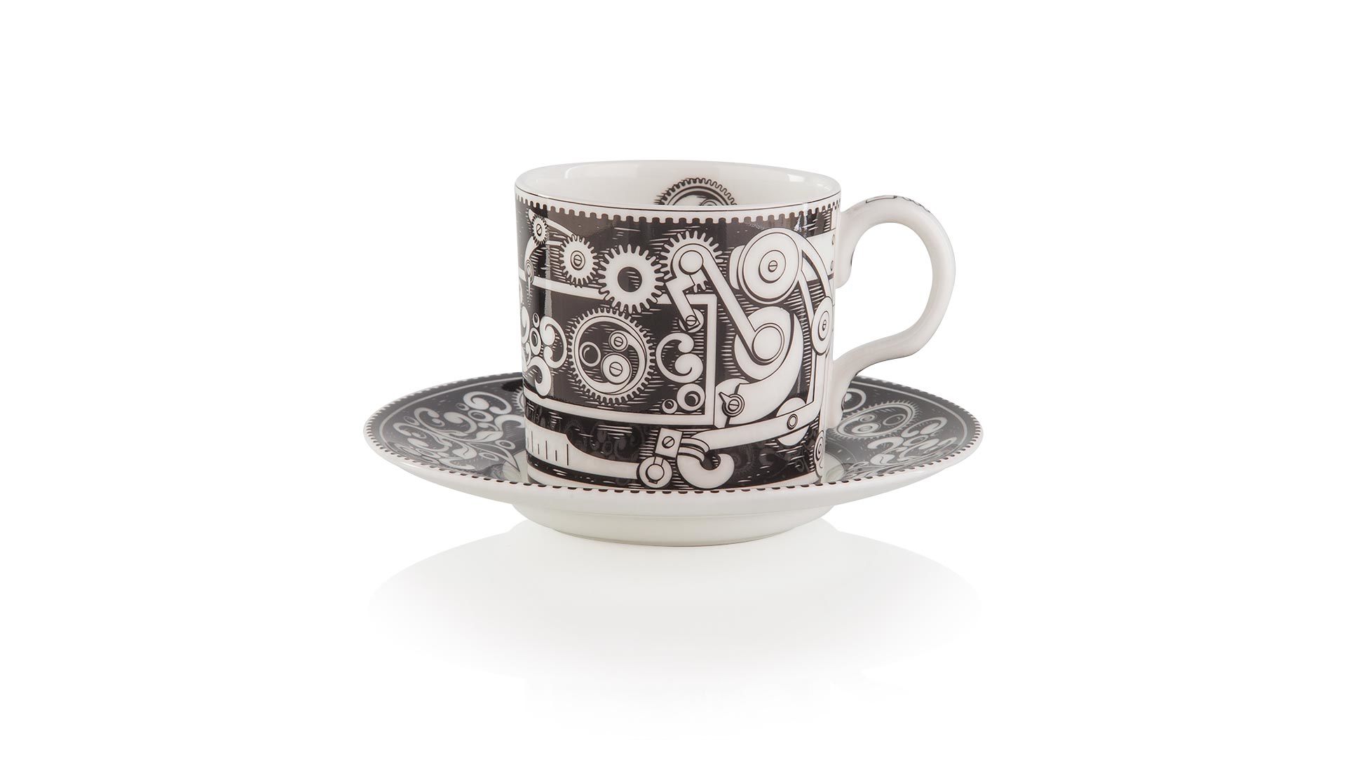 Чашка кофейная с блюдцем Royal Crown DerbyСтимпанк90мл(черный фон
