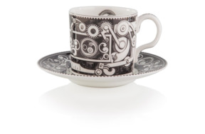 Чашка кофейная с блюдцем Royal Crown DerbyСтимпанк90мл(черный фон