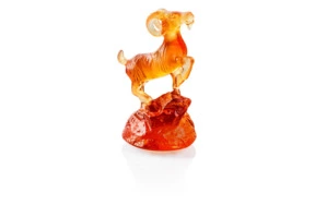 Фигурка Cristal de Paris Горный козел 6х8 см, хрустальное тесто, янтарная