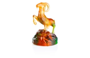 Фигурка Cristal de Paris Горный козел 17 см, хрустальное тесто, янтарная