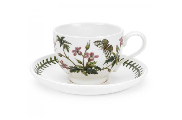 Чашка чайная с блюдцем Portmeirion Ботанический сад.Герань 200мл, фарфор