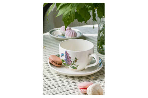 Чашка для завтрака с блюдцем Portmeirion Ботанический сад Сирень 500 мл