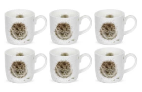 Набор кружек Royal Worcester Забавная фауна Пробуждение ежика 310 мл, 6 шт, фарфор костяной