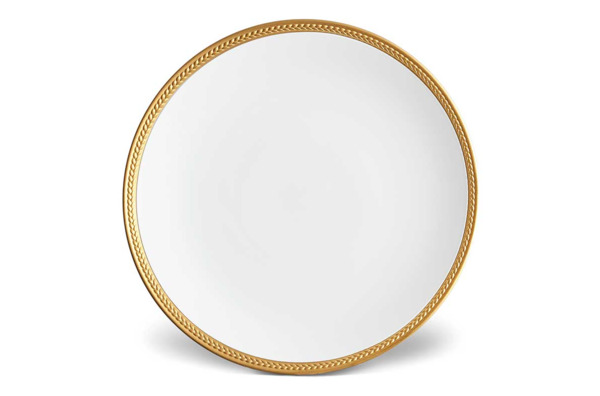Тарелка обеденная L’Objet Плетеный шелк 27 см, золотой декор