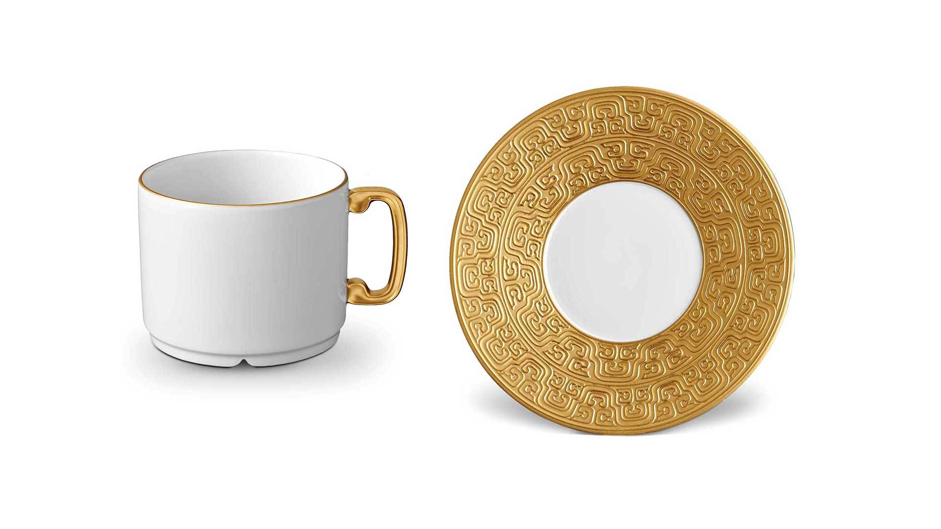 Чашка чайная с блюдцем 230мл Династия Хань, золотой декор