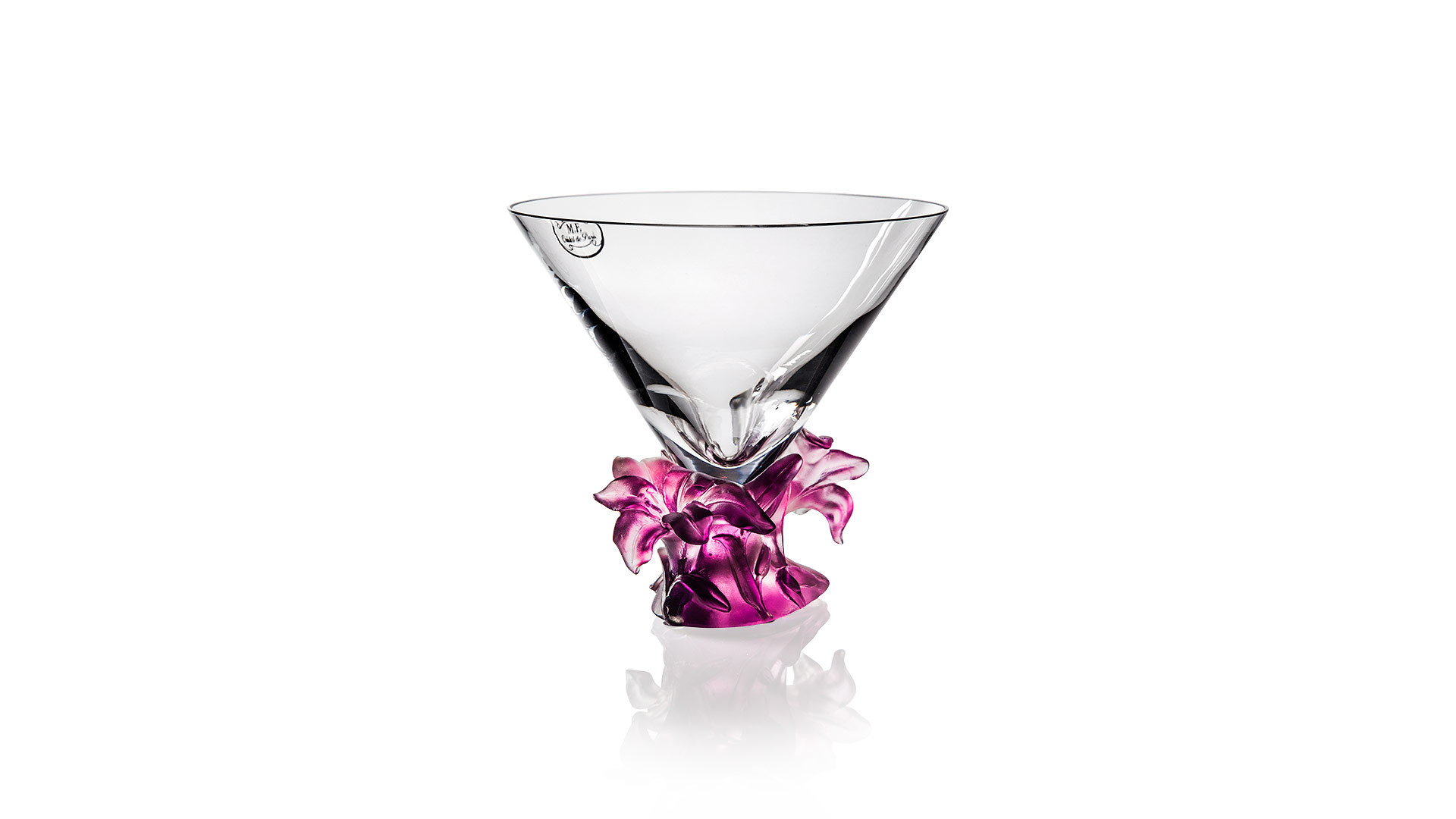 Чаша Cristal de Paris 12см Лилии, пурпурная