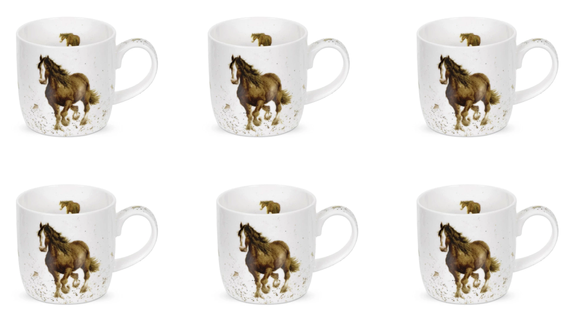 Набор кружек Royal Worcester Забавная фауна Лошадка 310 мл, 6 шт, фарфор костяной