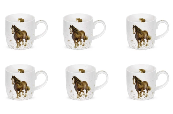 Набор кружек Royal Worcester Забавная фауна Лошадка 310 мл, 6 шт, фарфор костяной