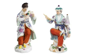 Набор фигурок Meissen Японец с зонтиком и японка с птицей