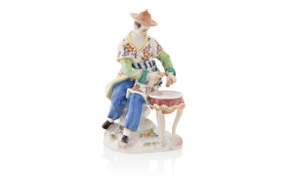 Фигурка Meissen 13 см Японец с барабаном, пара к 65665, ФЭМейер, 1761г, из серии 20 японцев
