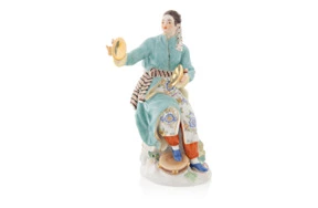 Фигурка Meissen 13 см Японка с кимвалами, пара к 65664, ФЭМейер, 1761г, из серии 20 японцев