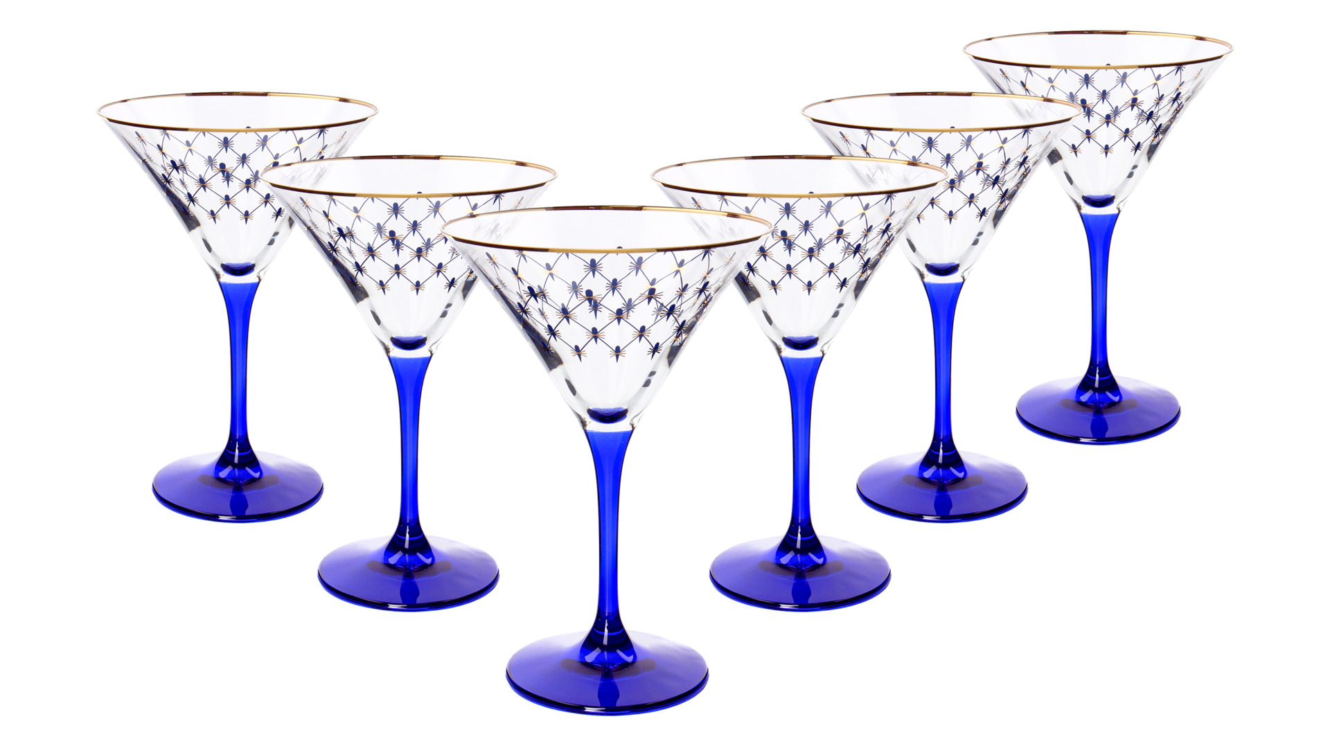 Набор бокалов для мартини ИФЗ Кобальтовая сетка 150 мл, 6 шт, стеклоСтекло