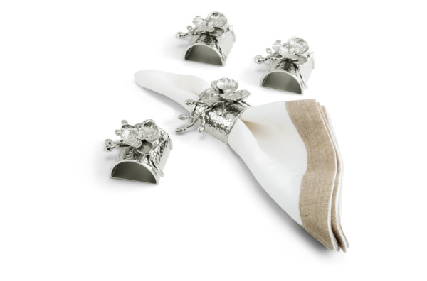 Набор колец для салфеток Michael Aram Белая орхидея, латунь, 4 шт, сталь нержавеющая