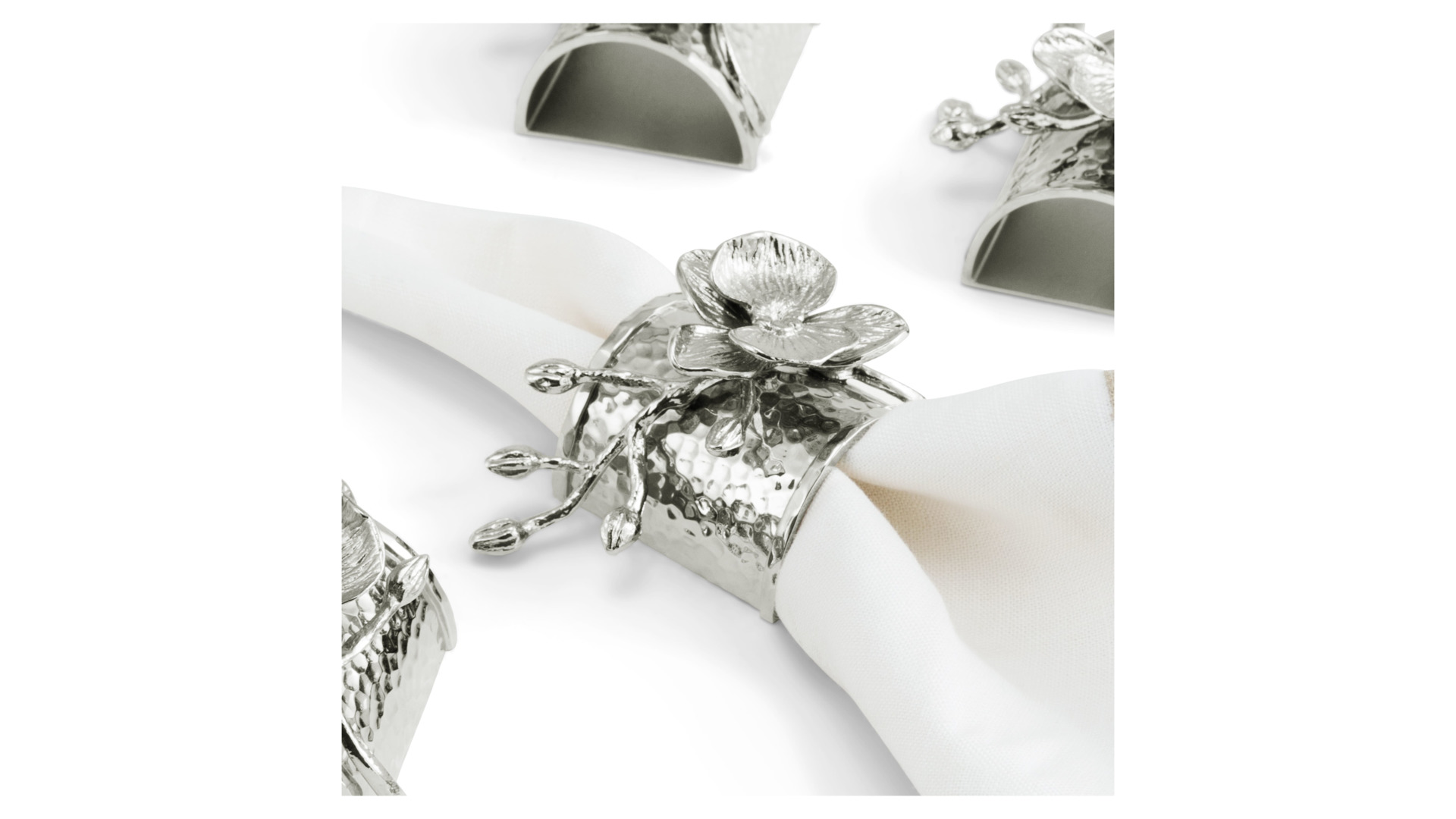 Набор колец для салфеток Michael Aram Белая орхидея, латунь, 4 шт, сталь нержавеющая