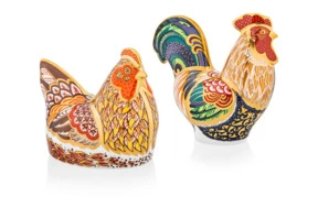 Комплект пресс-папье Royal Crown Derby Курица и петух 10см,14см, 2 шт(лим.вып.350)