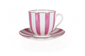 Чашка чайная с блюдцем ИФЗ Да и нет Ландыш, фарфор костяной, светло-розовый
