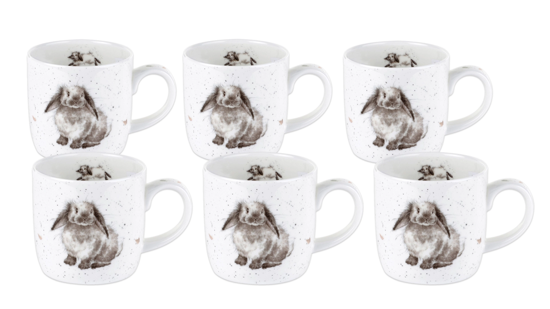 Набор кружек Royal Worcester Забавная фауна Кролик 310 мл, 6 шт, фарфор костяной