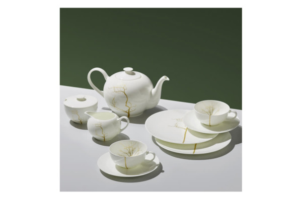 Чашка чайно-кофейная с блюдцем Dibbern Золотой лес.Белый декор 250мл