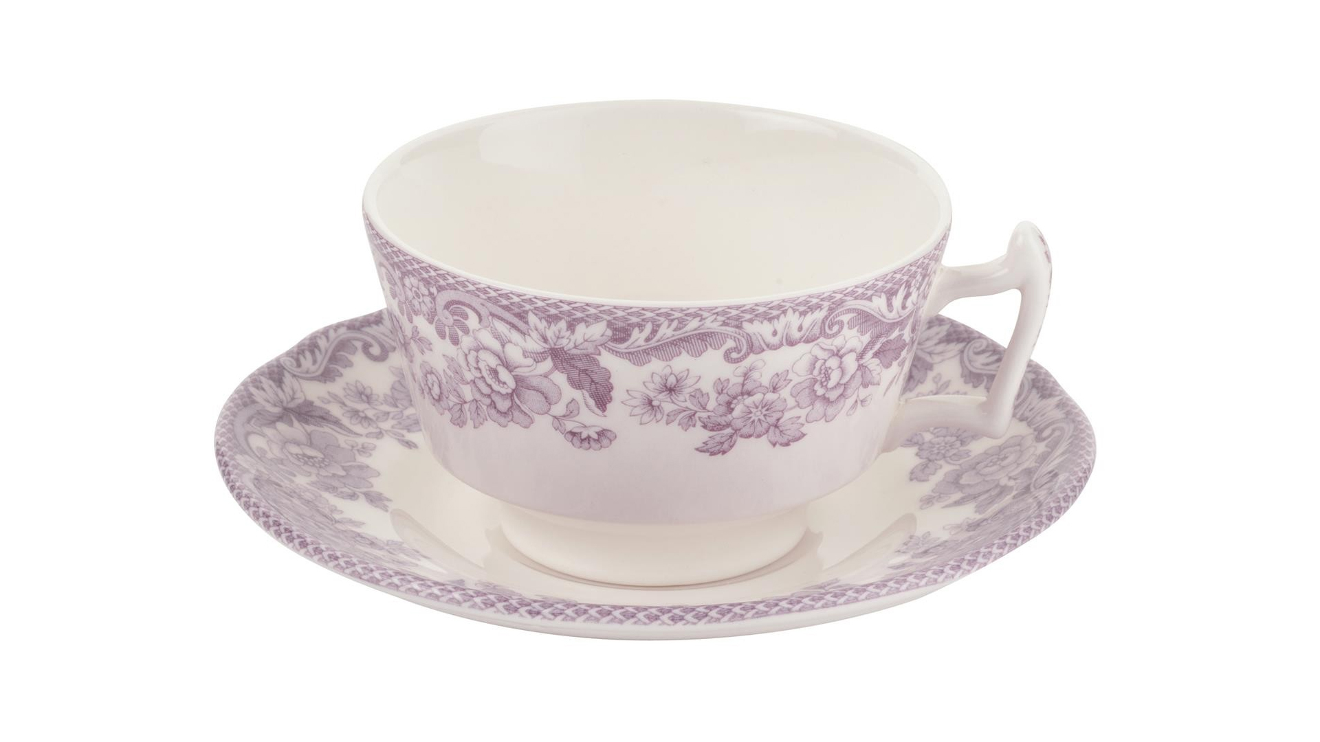 Чашка чайная с блюдцем 200мл "Деламер, сельские мотивы" (розовая)