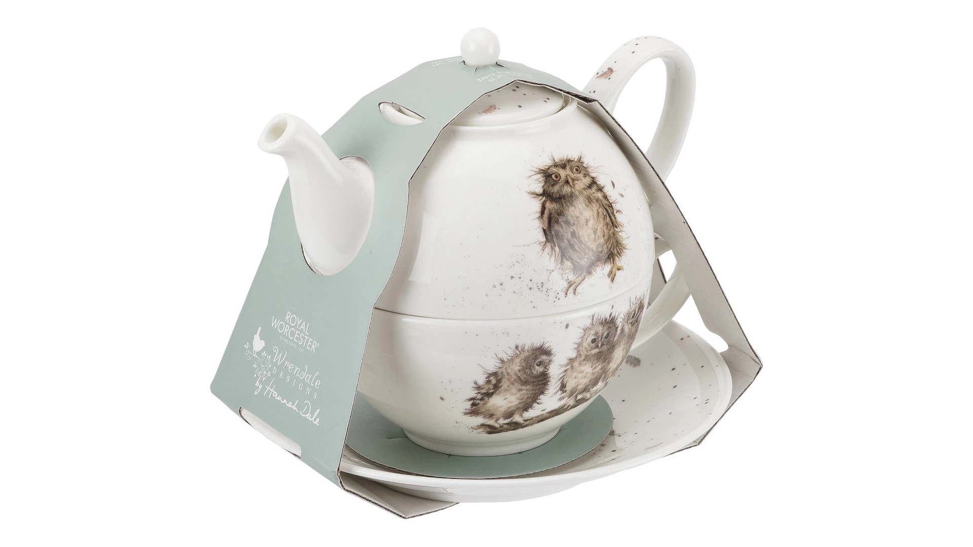 Набор Эгоист Royal Worcester Забавная фауна Совы, чайник и чашка с блюдцем, 300 мл