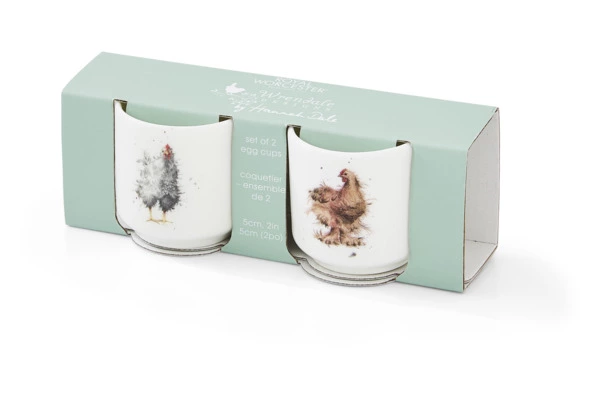 Набор подставок для яиц Royal Worcester Забавная фауна Курицы 5 см, 2 шт, фарфор костяной