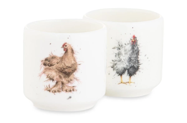 Набор подставок для яиц Royal Worcester Забавная фауна Курицы 5 см, 2 шт, фарфор костяной