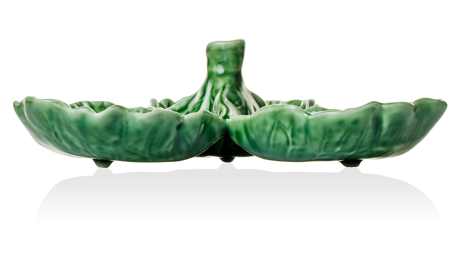 Менажница трехсекционная Bordallo Pinheiro Капуста 21,5 см, керамика