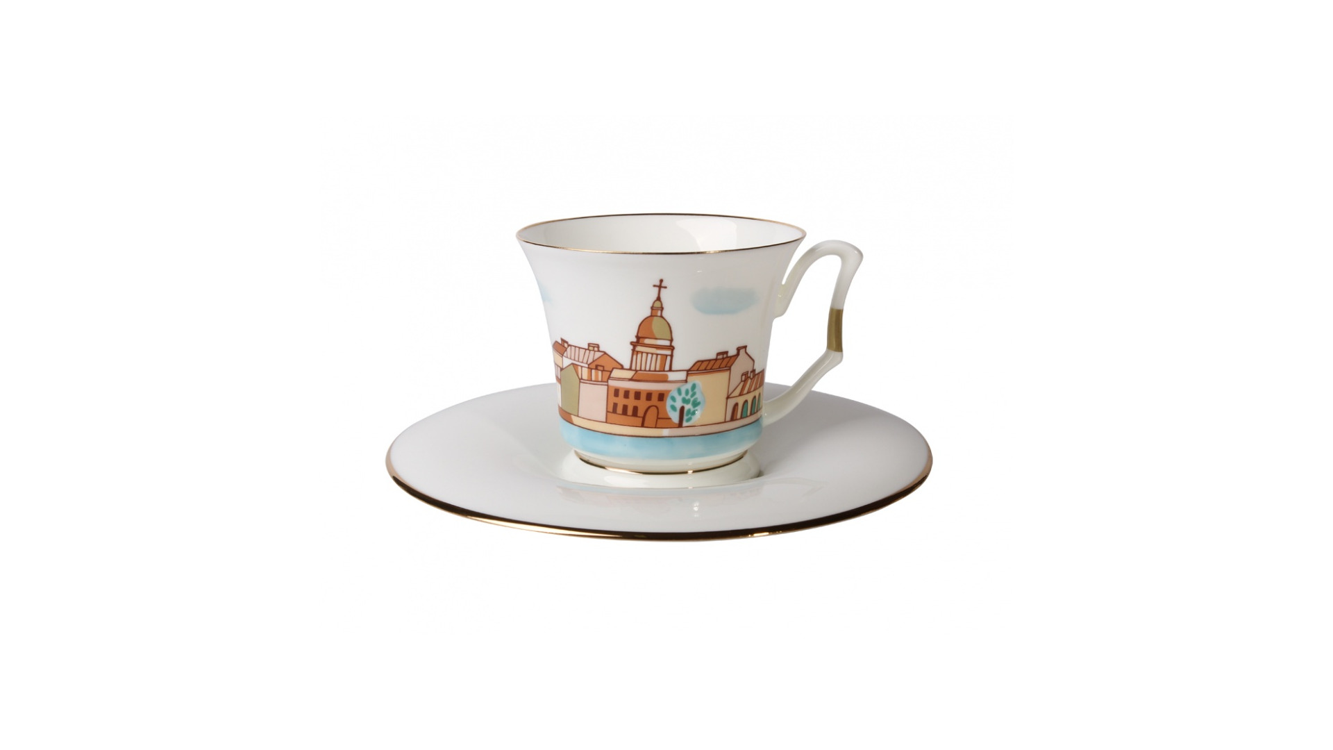 Чашка чайная с блюдцем ИФЗ Петербург Юлия, фарфор костяной