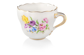 Чашка для мокко Meissen 100мл Букет из трех цветов, водяная лилия, золотой кант