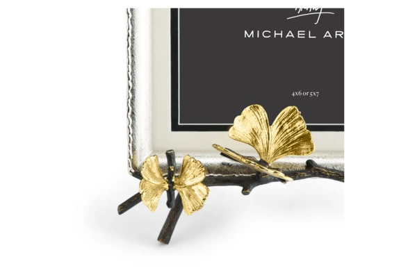 Рамка для фото на подставке Michael Aram Бабочки гинкго 13х18 см, сталь нержавеющая