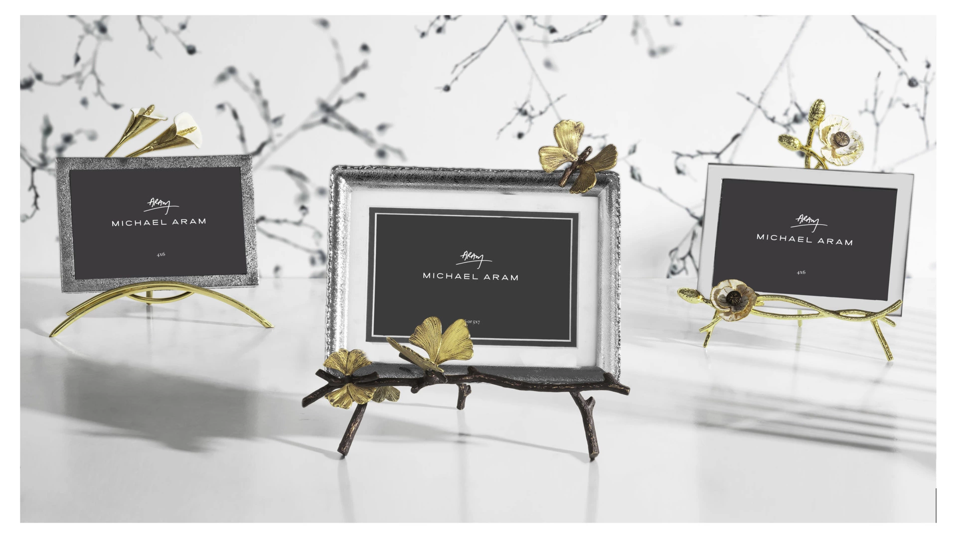 Рамка для фото на подставке Michael Aram Бабочки гинкго 13х18 см, сталь нержавеющая