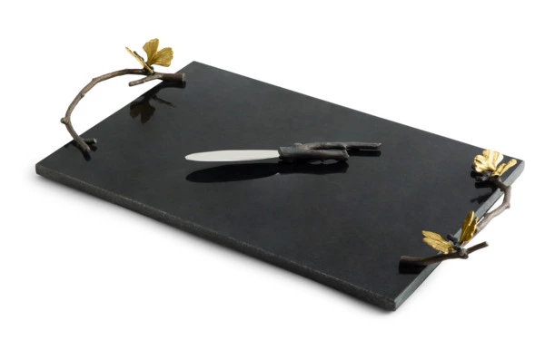 Доска для сыра с ножом Michael Aram Бабочки гинкго 47х25 см, гранит