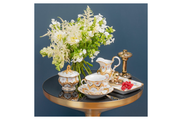 Набор из 6 чашек чайно-кофейных с блюдцами Meissen 160мл Форма - Б, россыпь цветов
