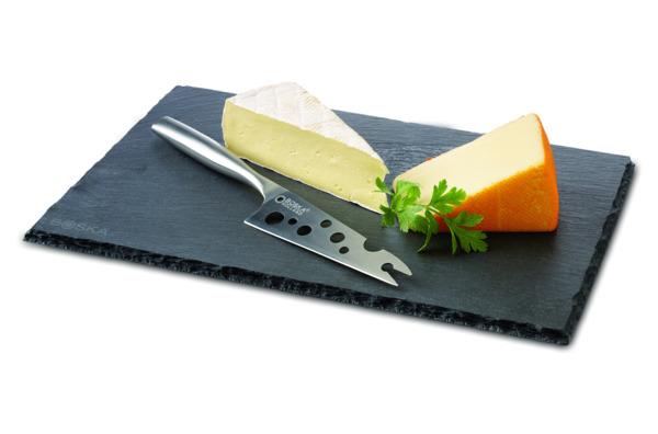 Доска сервировочная для сыра Boska с ножом для мягких сыров, 33x23x1.5см, сланец