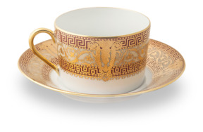 Чашка чайная с блюдцем 200мл Салон Мюрат, вишневый, золотой декор