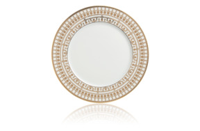 Тарелка закусочная Haviland Тиара 22 см, широкий кант, белый, золотой декор