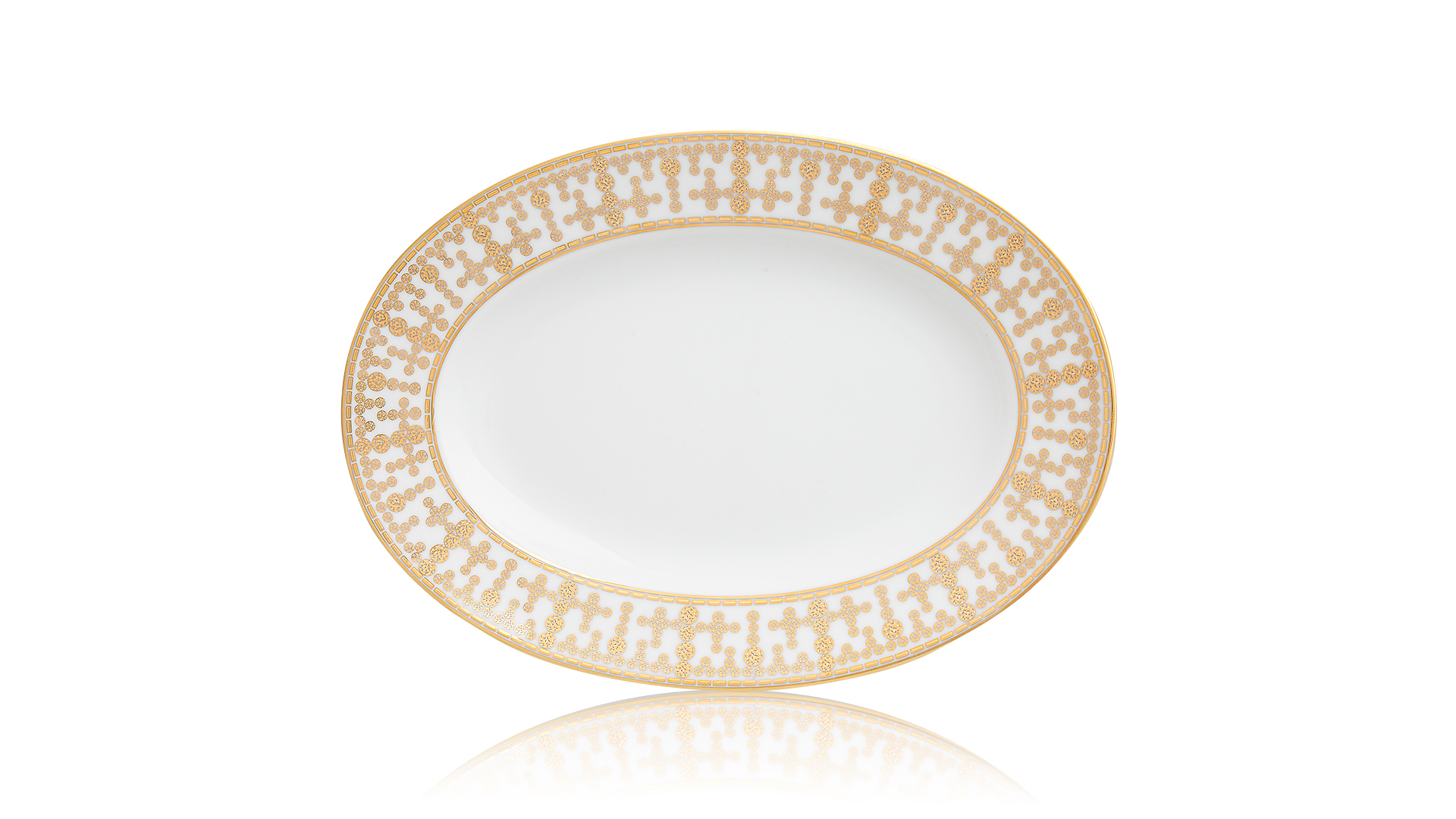 Блюдо овальное Haviland Тиара 23,5 см, белый, золотой декор