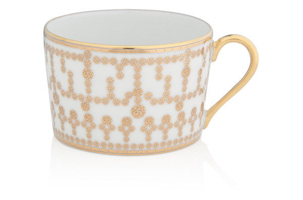 Чашка чайная с блюдцем 150мл Тиара, белый, золотой декор