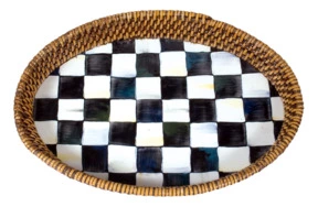 Поднос ротанг Mackenzie-Childs Courtly Check 20x28 см, сталь нержавеющая