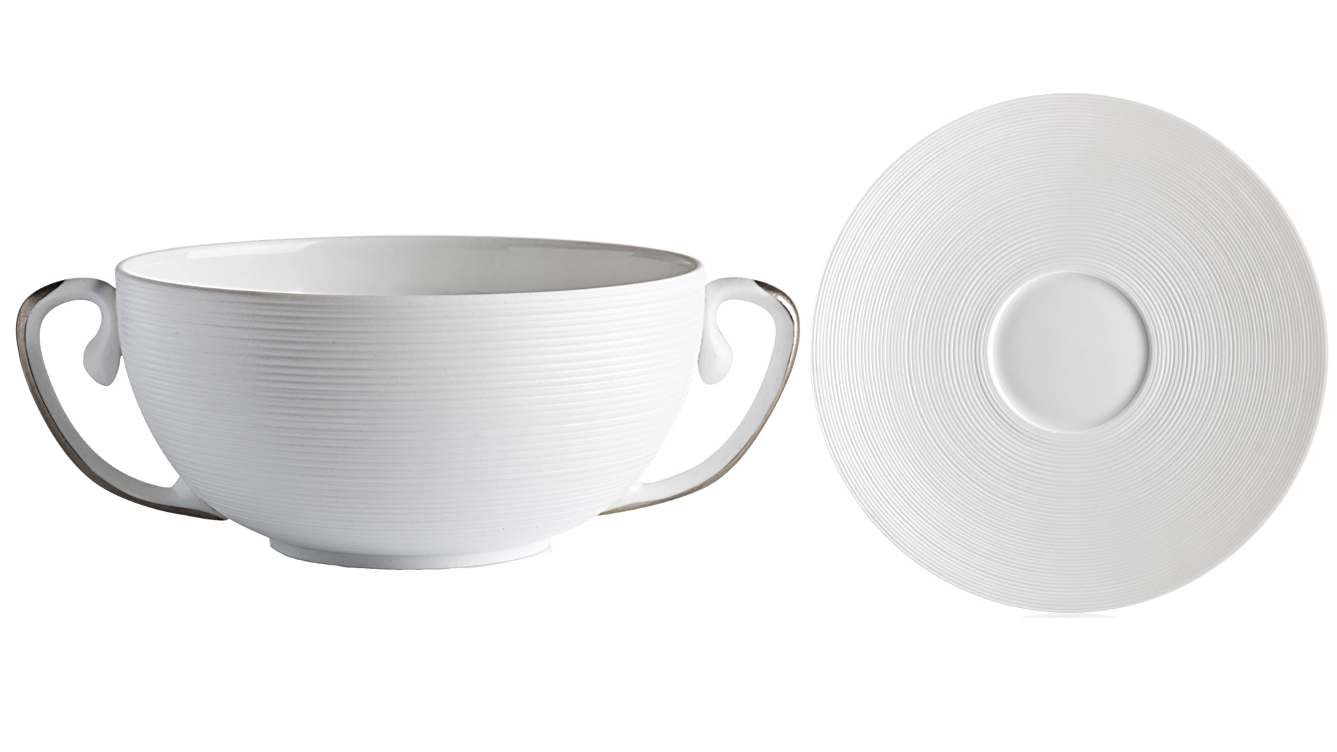Чашка суповая с блюдцем JL Coquet Хемисфер, платиновый/Хемисфер.Сатин 350 мл