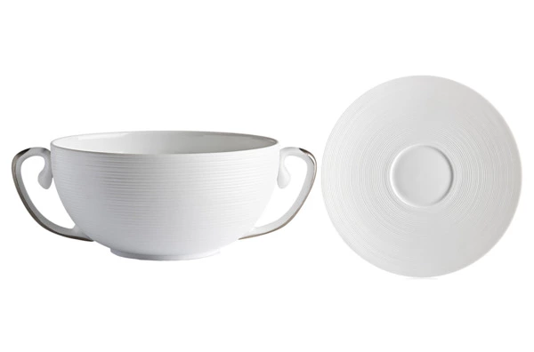 Чашка суповая с блюдцем JL Coquet Хемисфер, платиновый/Хемисфер.Сатин 350 мл