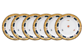 Набор из 6 тарелок десертных Meissen 19 см Форма - Икс, россыпь цветов, кобальт