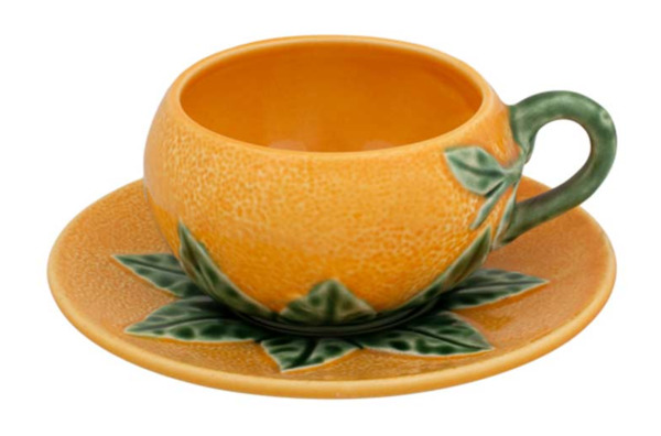 Чашка кофейная с блюдцем Bordallo Pinheiro Апельсин 100 мл, керамика