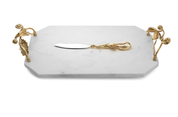 Доска для сыра с ножом Michael Aram "Зачарованный сад" 47х25см (белая)