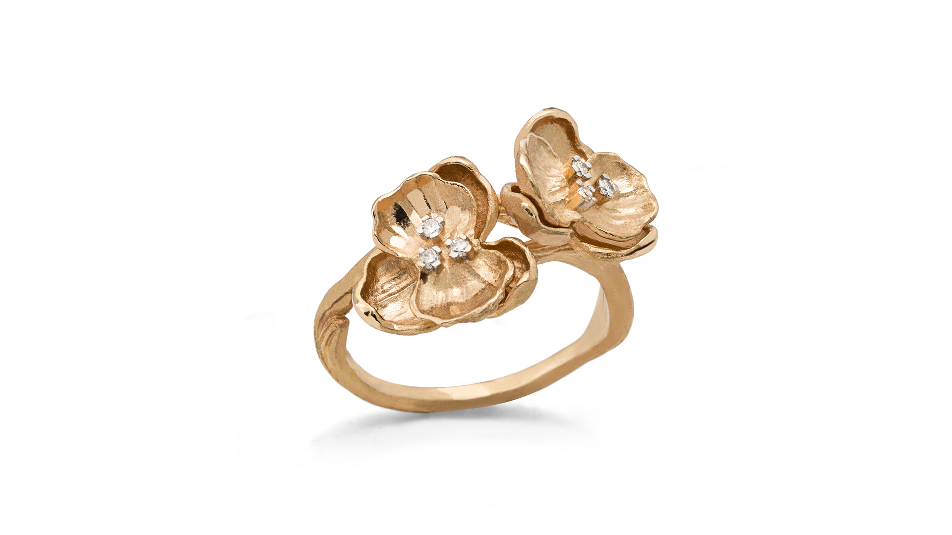 Кольцо Орхидея, желтое золото, 750пр 16,5 р-р