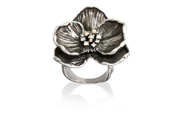 Кольцо Орхидея, серебро, 925пр 16,5 р-р