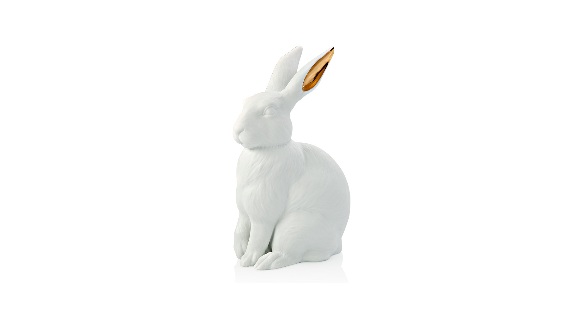 Фигурка 13х10х23см "Белый кролик" (позолота)